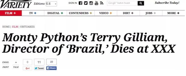 Terry Gilliam de Monty Python: ¡Todavía no estoy muerto!