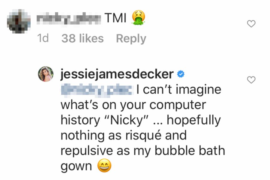 Jessie James Decker klapper tilbage efter kritik af 'Nekkid' Bubble Bath Pic