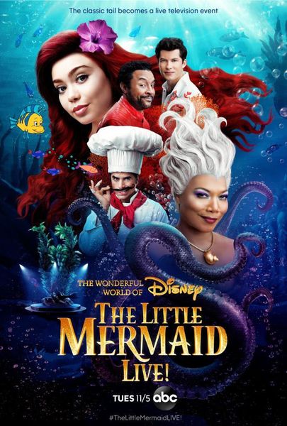 Prvý pohľad: Auliʻi Cravalho, kráľovná Latifah, John Stamos a herecké obsadenie v kostýme „The Little Mermaid Live!“