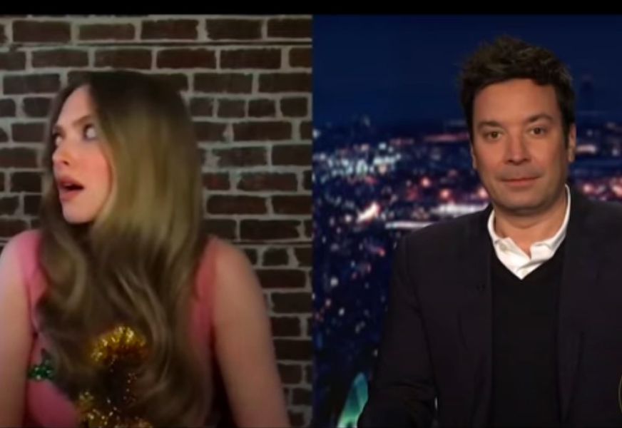 Amanda Seyfrieds 'Tonight Show'-intervju avlyssnat av ett knack på dörren