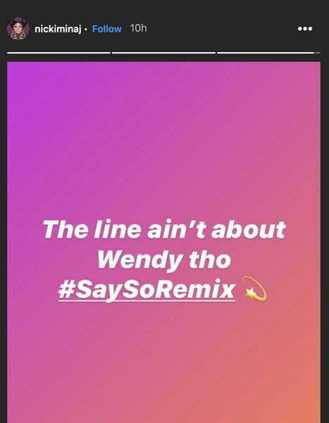 Nicki Minaj Denies Shading Wendy Williams With 'Say So' Remix Lyrics